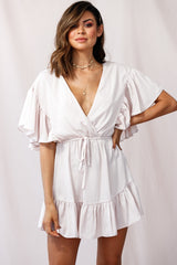 Esme V-Neckline Drawstring Waist Dress Nude