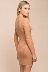 Kelsey cutout Sweater Dress Camel