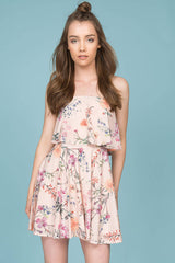 Jemma Floral Going Out Dress Beige