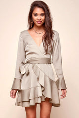 Khandi Peek-a-Boo Back Wrap Dress Olive