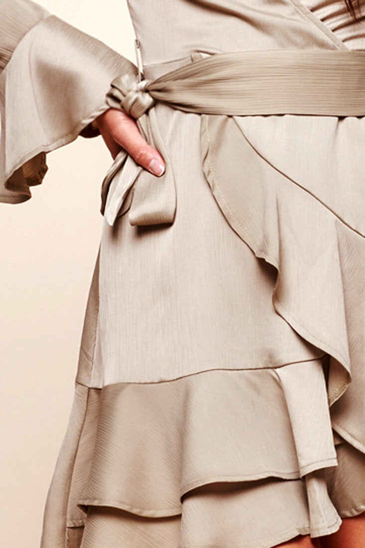 Khandi Peek-a-Boo Back Wrap Dress Olive