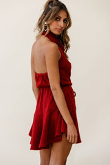 Cosette Cowl Halterneck Knit Dress Wine